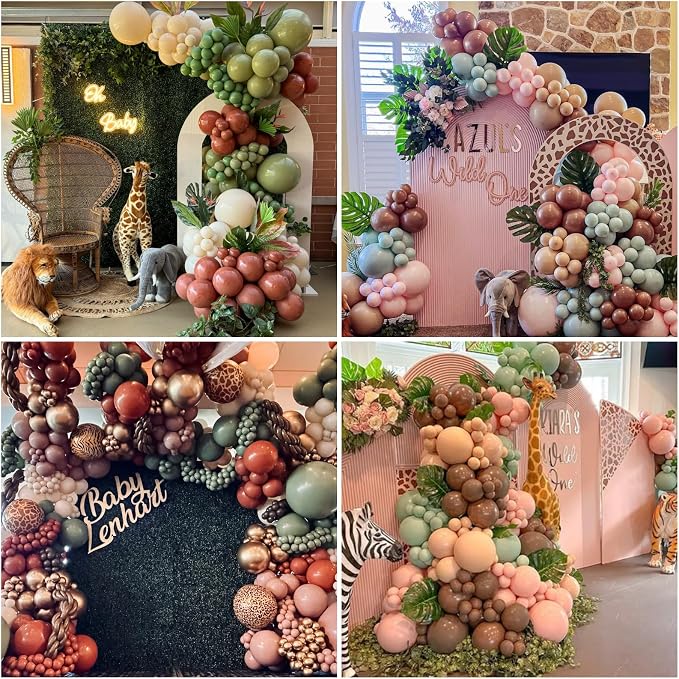 Sage Green Pink Balloons 12inch Dusty Green Pink Brown Balloon - Image 5