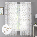 Tollpiz Taupe Leaf Sheer Curtain Bedroom Short 38 x 45 Inches | Leaves by Tollpiz