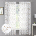 Tollpiz Taupe Leaf Sheer Curtains Living Room Short 54 x 45 Inches | Leaves by Tollpiz