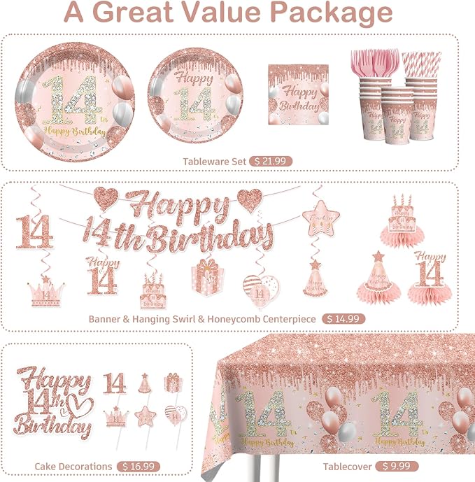 193pcs 14th Birthday Decorations - Image 3