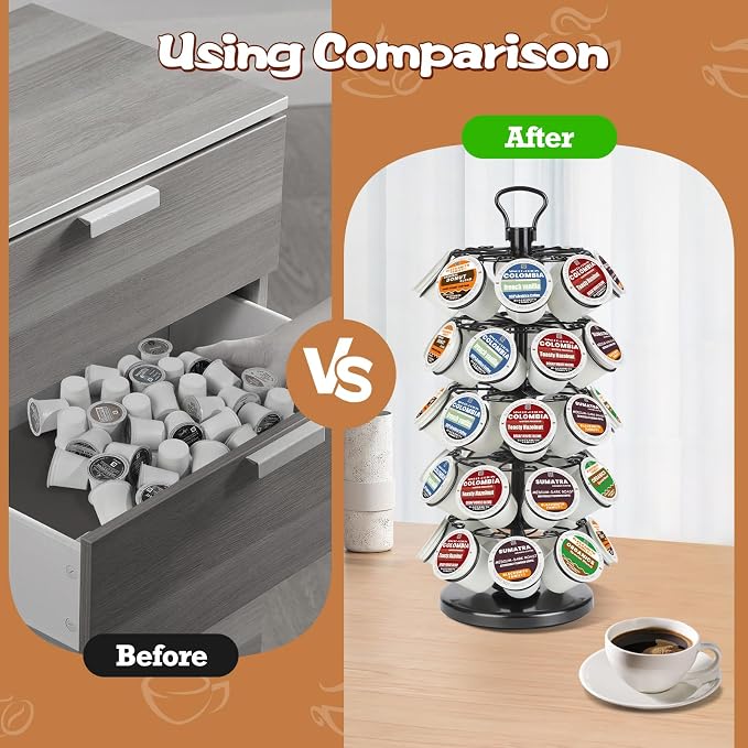 K Cup Holder, Coffee Pods Holder Storage Organizer Stand, 40 Pods Capacity | K - Image 6