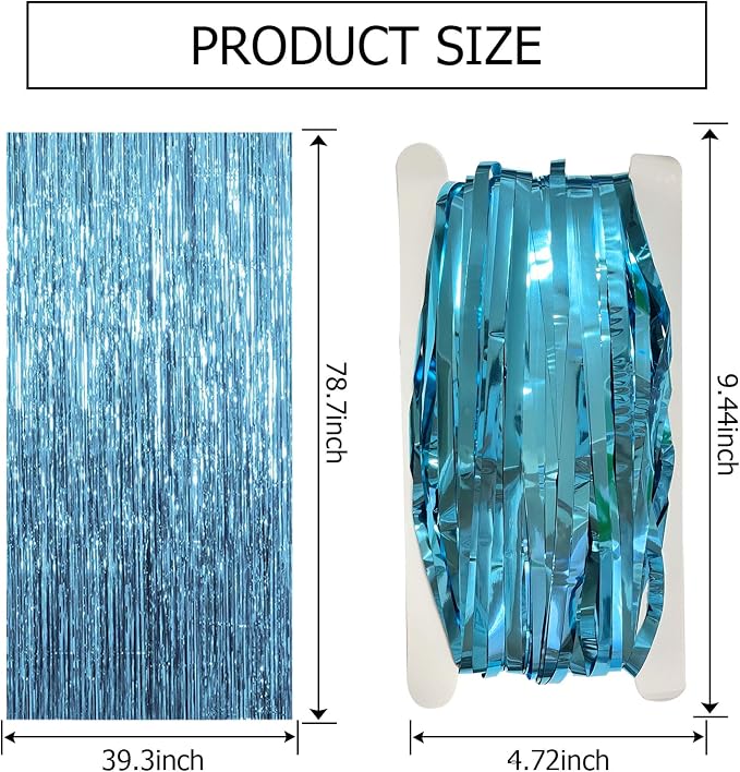 20 Pack Blue Backdrop Curtain Tinsel Streamers Ocean Themed Decor Birthday - Image 7