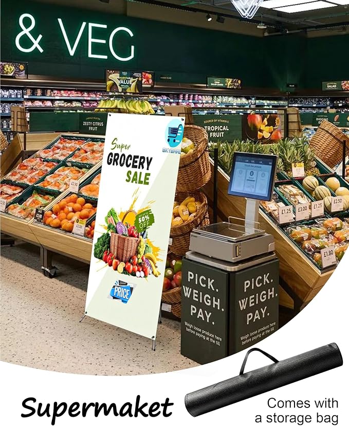 YOSE X Frame Banner Stand Fits Any Banner Adjustable Size 23"X63" to 32"X78" - Image 6