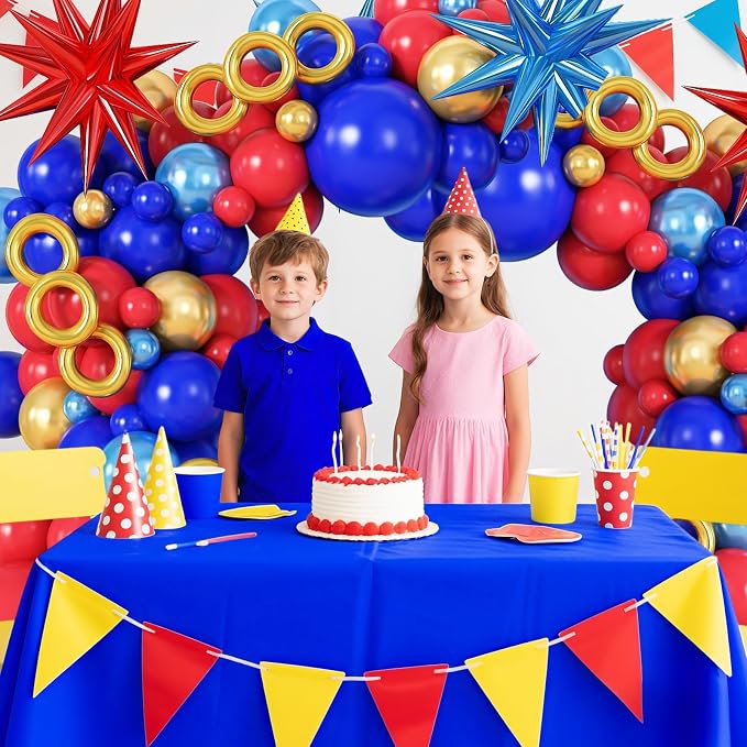 Red Blue Gold Balloons Arch Kit, Royal Blue Red Balloon Garland Kit - Image 5
