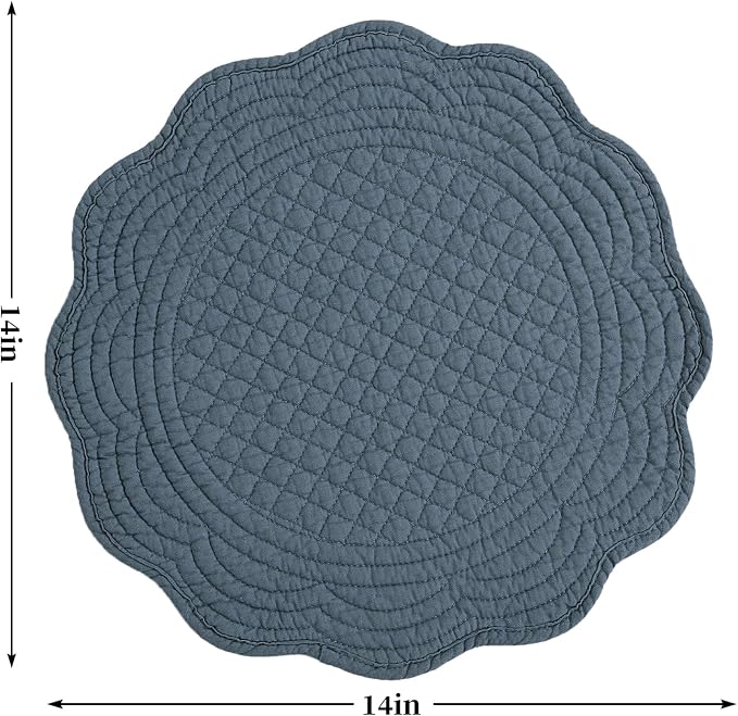 HOMBYS Quilted Placemats Set of 6 Washable Round Placemats - Image 2