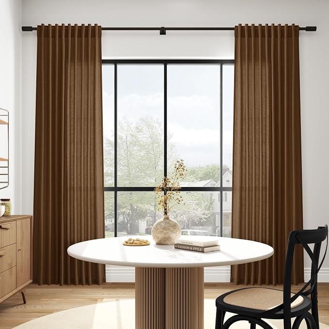 Tobacco Brown Linen Curtains 72 inch Length - Image 6