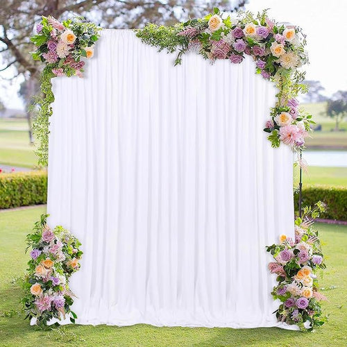10 feet x 10 feet White Backdrop Curtains Valentine's Day Birthday Party by MEETSKY
