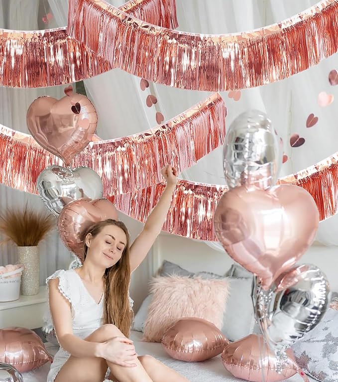 Premium Rose Gold Fringe Tinsel Garland - Image 7