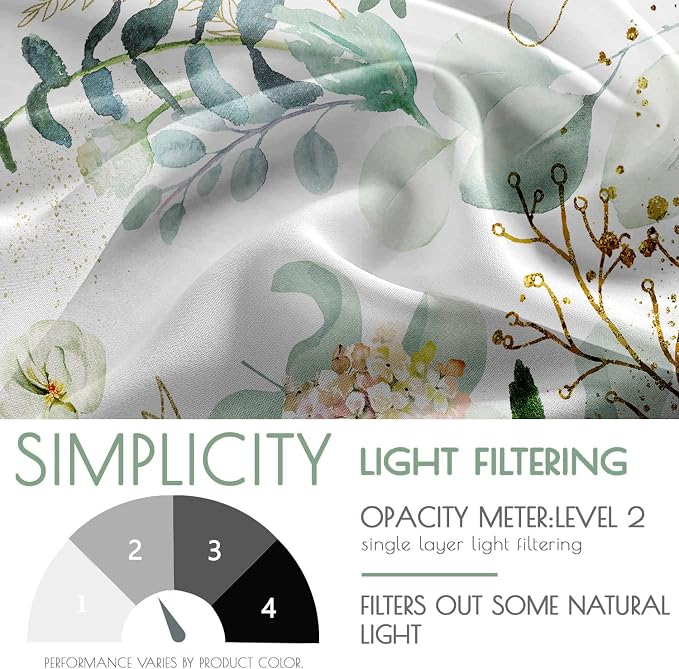 Gold Green Botanical Curtains 96 Inches Long - Image 4