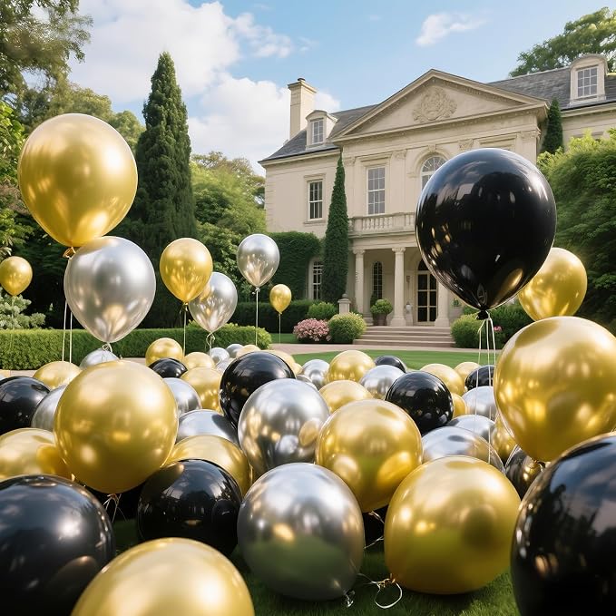 Metallic Gold Balloons 18 inch 12 Pack Chrome Golden Large Latex Balloon Round - Image 7
