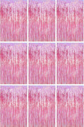 Voircoloria Pink Foil Fringe Backdrop Curtains, Birthday Party Decorations by Voircoloria