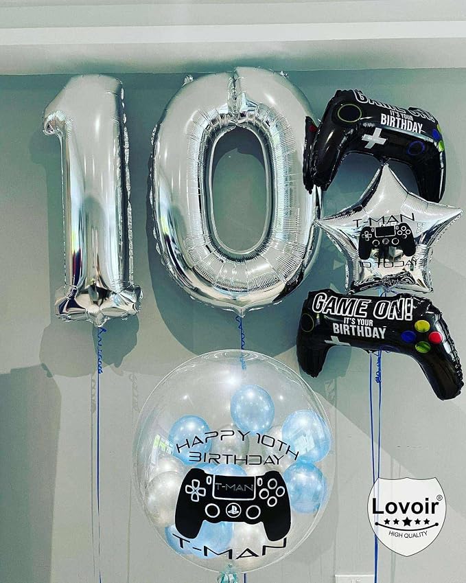 Silver 10 Number Balloons, 40 Inch Giant Number 10 Balloons Foil Mylar Helium - Image 5