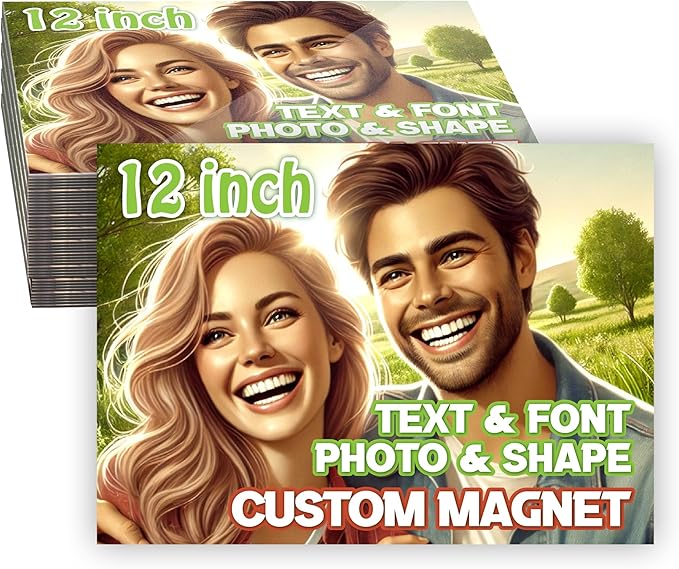 KETABAO – 12" Rectangle Magnetic Photo Magnet for Refrigerators, Storage Cabinets and Cars – Customized Gifts for Office and Home