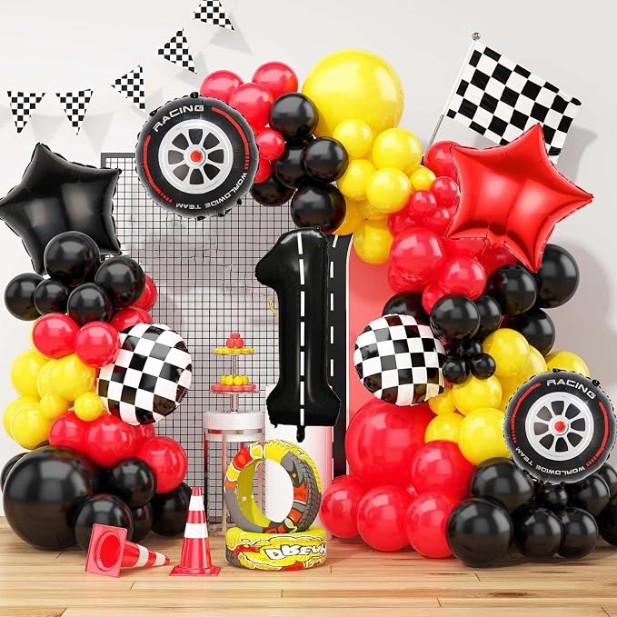 Race Car Balloons, 40 Inch Racetrack Number 1 Balloons, Big Number Balloons - Image 5