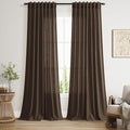 Extra Long Curtain Chocolate Morden Linen Blend Light Filtering Back Tab by Nanspring
