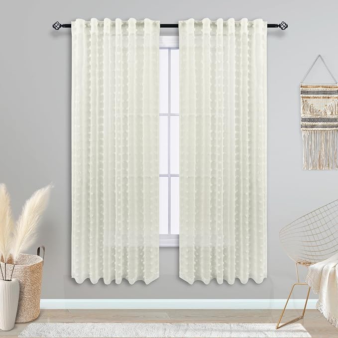 KOUFALL Cream Colored Farmhouse Curtains - Image 2