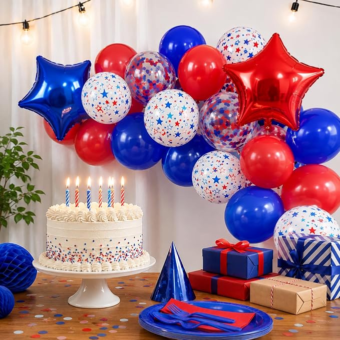 Red White Blue Balloons for Patriotic Decor | 12 Inch Red White Blue Confetti - Image 9