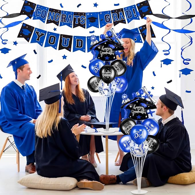 Jenaai Blue and Black 27 Pcs 2026 Graduation Balloon Centerpiece - Image 6