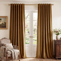 Gold Brown Velvet Curtains for Living Room Boho, 2 Panels | 300GSM Soft Velvet by StangH