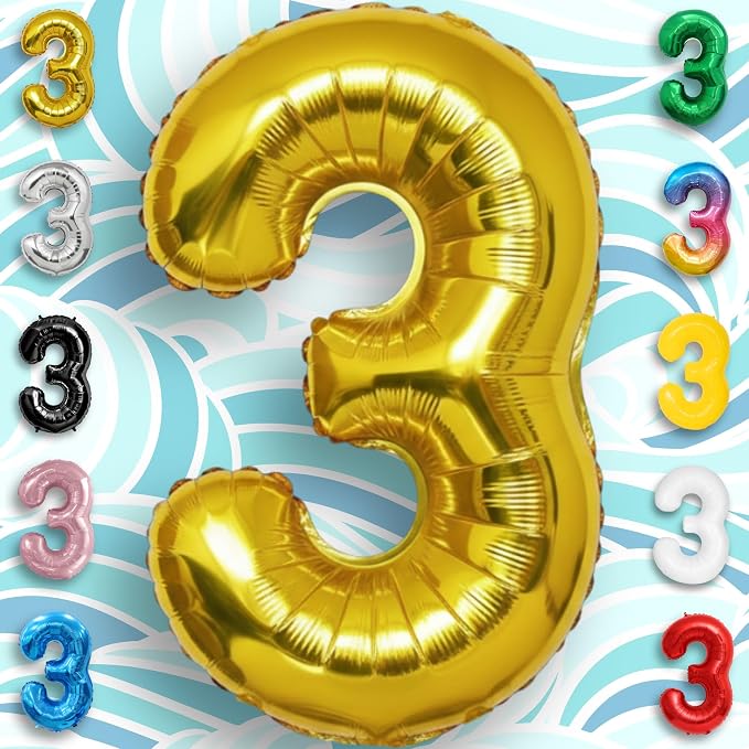 Gold Number Balloon 3 Mylar Foil Balloons 40 inch - Image 4