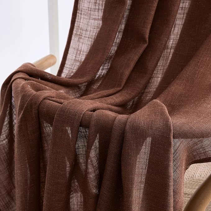 MIULEE Chocolate Brown Linen Curtains 52x108 Inch Long - Image 6