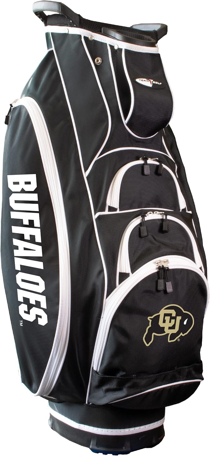 Team Golf NCAA Lightweight, 10-Way Club Divider, Spring Action Stand, Insulated Cooler Pocket, Velcro Glove and Umbrella Holder & Lift Assist Handles