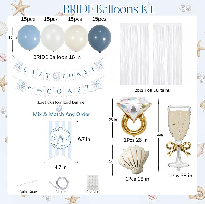 Last Toast on the Coast Decorations Kit, Beach Bachelorette Party Decorations - Image 2