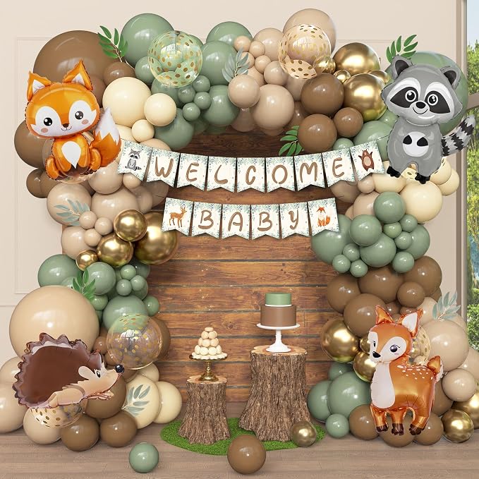 167Pcs Woodland Animals Baby Shower Decorations by OuddyParty