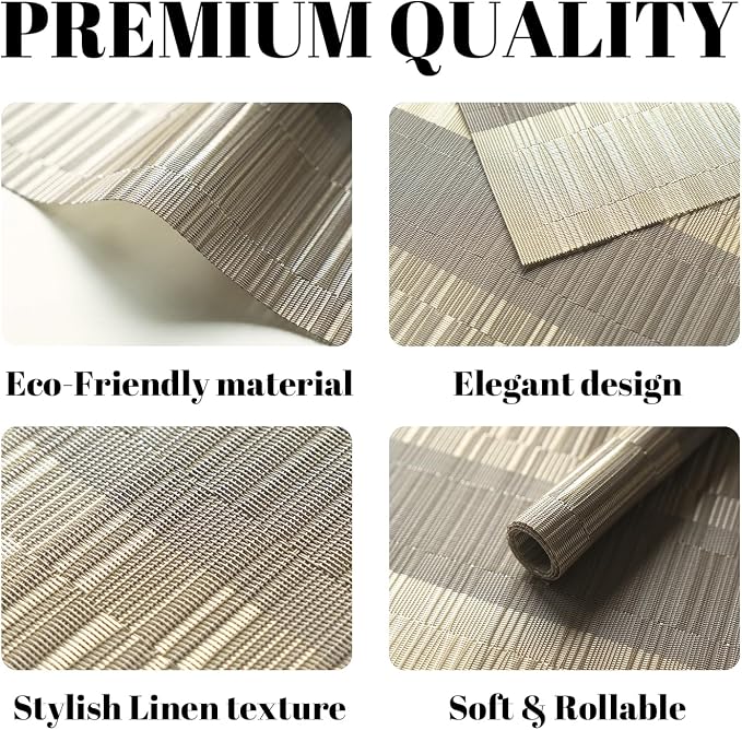 Placemats Set of 8 Vinyl/Plastic Woven Place Mats - Image 2