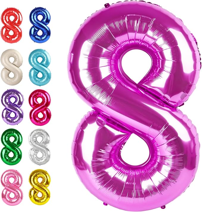 Rosy Purple Number 8 Balloon 40 inch, 8th Birthday Party Balloons Decoration | by Upgesy