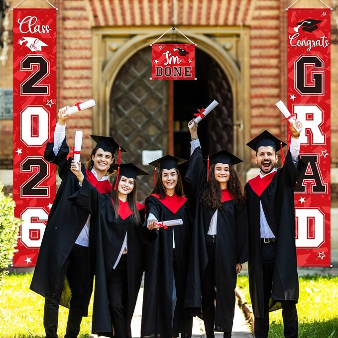 Moukeren 3 Pieces 2026 Graduation Party Decorations Graduation Porch Sign Class - Image 4
