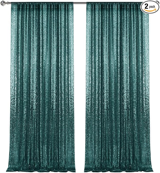 4×8FT-2PCS Hunter Sequin Backdrop Curtains Panels, Photography Backdrop Glitter by Pufogu