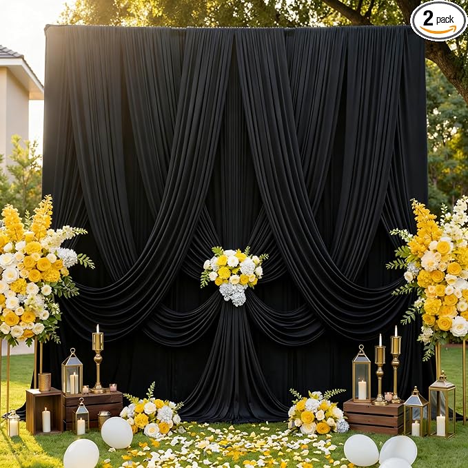 10ftx12ft Wrinkle Free Black Backdrop Curtain by ENJOYYOURPARTY