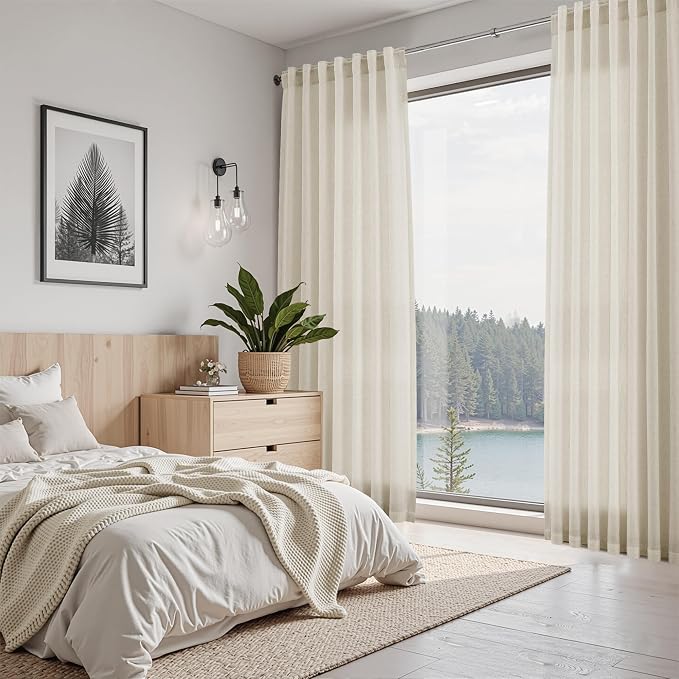 Vanilla Linen Curtains for Living Room 63 Inch Length Luxury Light Filtering - Image 7