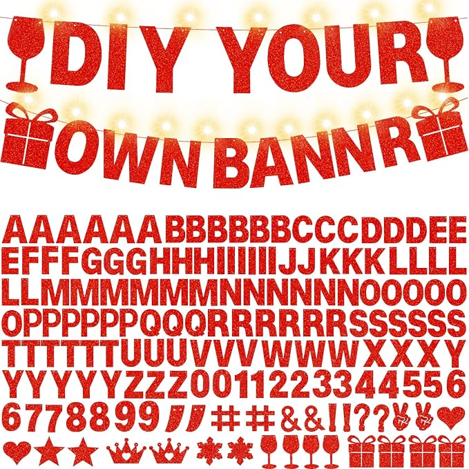 175Pcs DIY Glitter Customizable Banner Kit Happy Birthday Custom Letter Banners - Image 4