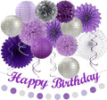 Purple Lilac-Lavender Silver Women Birthday Party-Decorations by Huglony