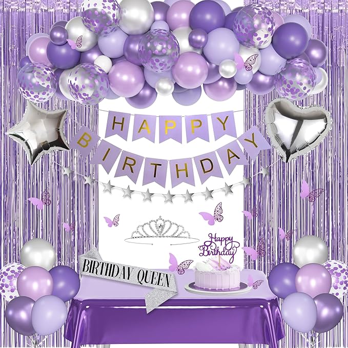 Amandir Purple Birthday Decorations by Amandir
