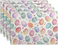 Easter Placemats Set of 4 Watercolor Colorful Eggs Floral Table Mats 12x18 Inch by Wnoesat