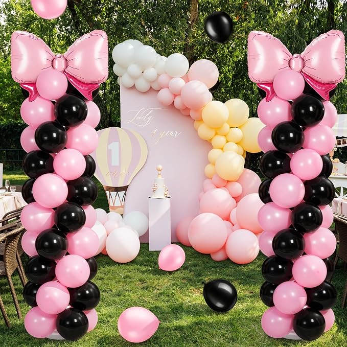 Leitee 2 Sets Adjustable Black Pink Bow Balloon Column Stand Kit Include 143 - Image 4