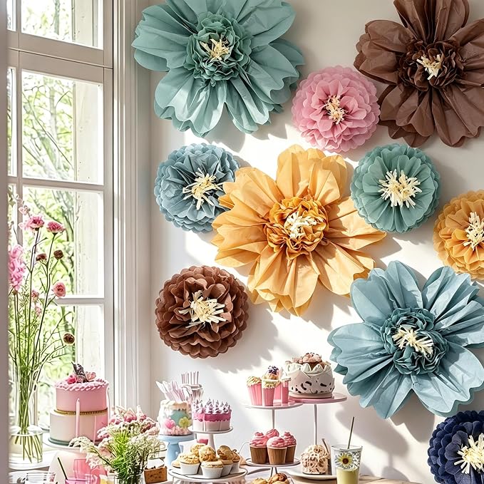 TaoBary Large Colorful Tissue Paper Flowers Giant Fiesta Paper Pom Poms by TaoBary