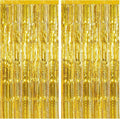 2 Pack Gold Backdrop Birthday Decorations Foil Curtain Backdrop Gold Streamers by KEJ