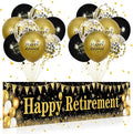 Retirement Party Decorations Black Gold Happy Retirement Banner and 18pcs by Rumia