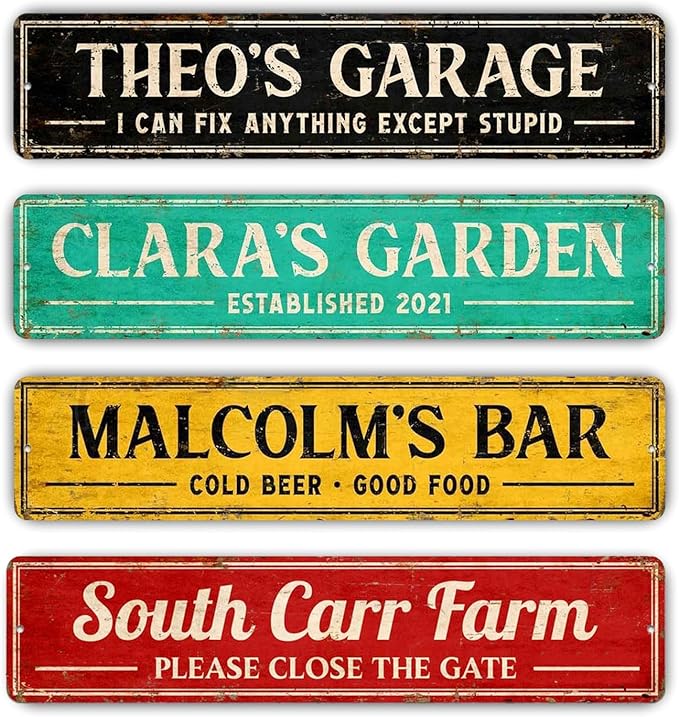 Custom Metal Sign 8x24 Inches - Personalized Street Home Bar Wall Decor, Fade-Resistant Aluminum, Weatherproof Outdoor Indoor Use