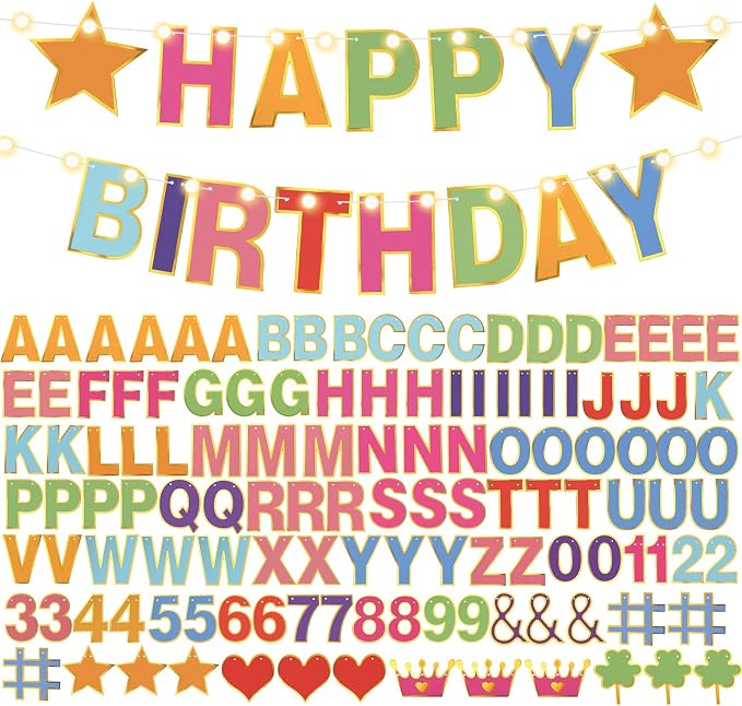 TaoBary 143 Pcs DIY Letter Banner Customizable Happy Birthday Supplies Make by TaoBary