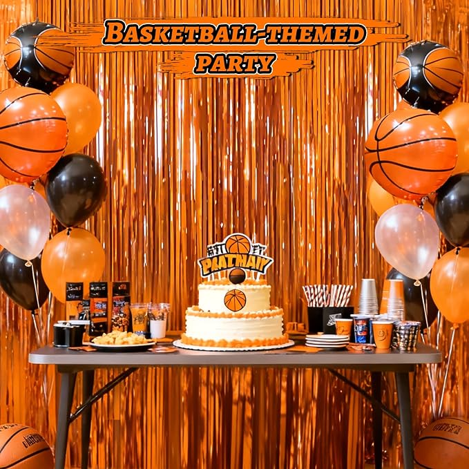 7 Pack 3.3 x 9.9 ft Orange Fringe Backdrop Streamers Party Decorations | Foil - Image 6