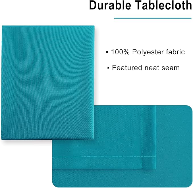 Hiasan Rectangle Tablecloth - Waterproof Spillproof and Wrinkle Resistant Washable Polyester Table Cloth for Dining Party, 52 x 70 inch, Turquoise