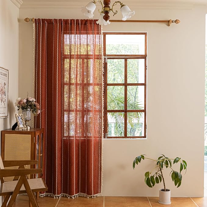Sutuo Home Terracotta Boho Curtains - Image 2