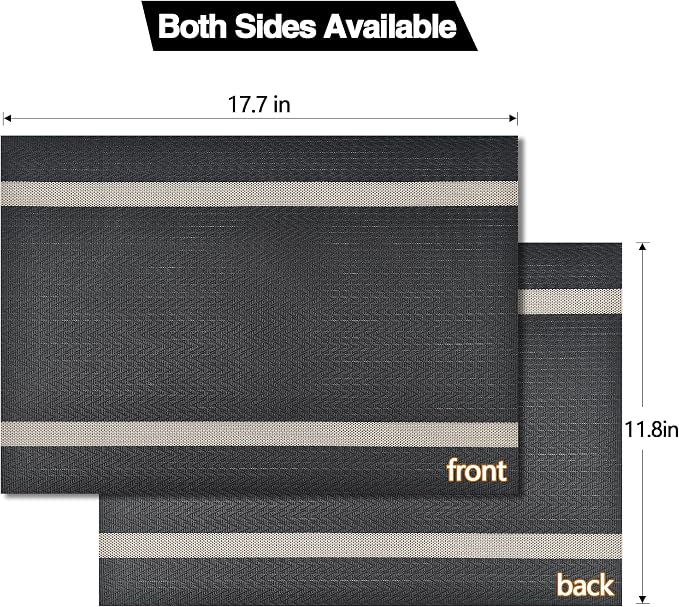 SLKQG Black Placemats Set of 8 - Image 5