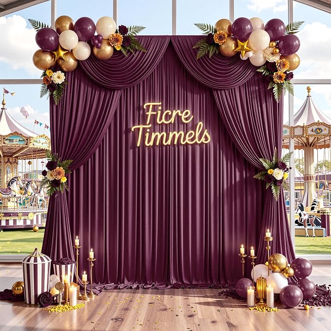 10 ft x 10 ft Wrinkle Free Maroon Backdrop Curtain - Image 7