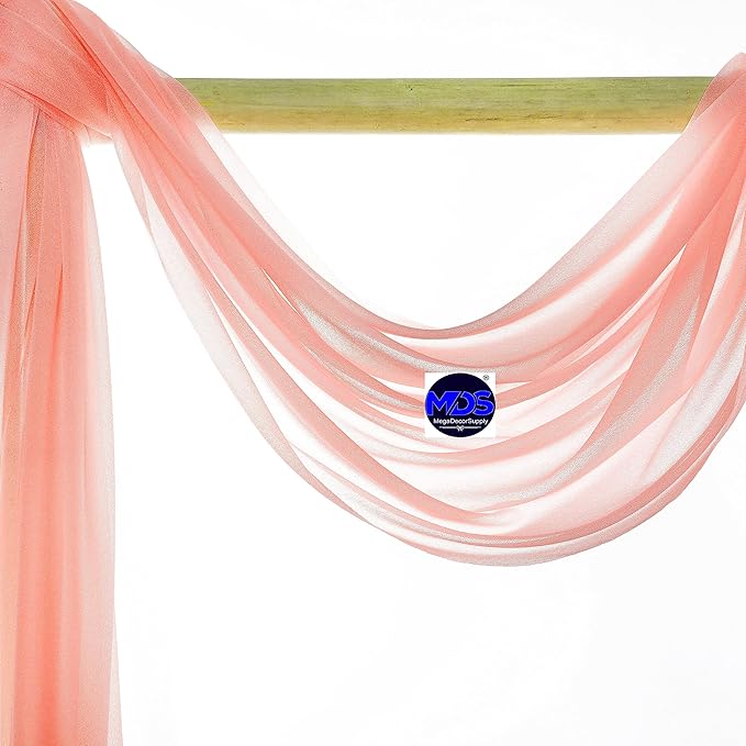 MDS Halloween Chiffon Draping Fabric - 1 Panel, 30" Wide x 50ft Long - Sheer Spooky Arbor & Canopy Drapery for Haunted House Backdrops, Party Ceilings, DIY Costumes & Themed Events - Peach